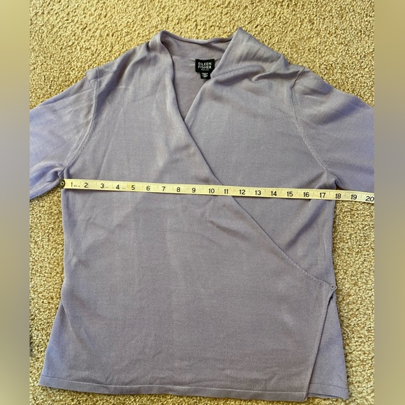 Eileen Fisher purple wrap waist blouse in size petite large. - Picture 11 of 16